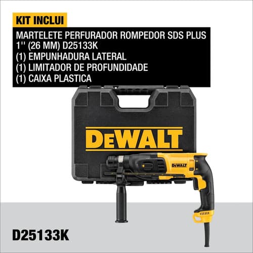 Martelete Perfurador Rompedor 3 Modos 1.500 Rpm Dewalt D25133k Com Maleta Amarelo 220v 60 Hz 5