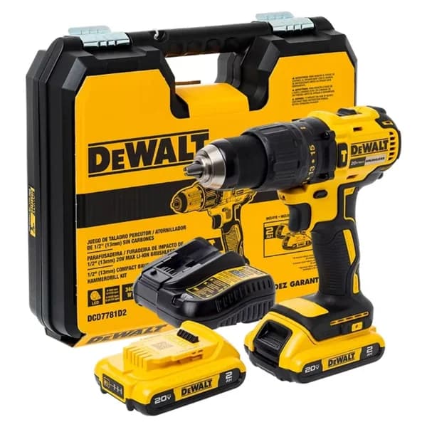 Parafusadeira E Furadeira De Impacto 13mm 20v Dewalt Dcd7781d2 Com 2 Baterias, Carregador E Maleta Amarelo 220v 50 Hz 2