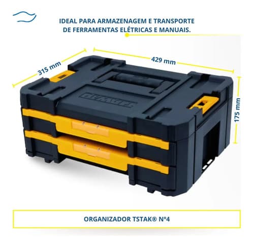 Caixa Organizadora De Ferramentas Dewalt Dwst17804 Capacidade De 7,5kg Preto/amarelo 8