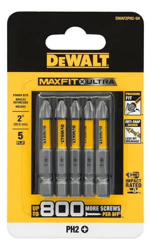 Jogo Bits Impacto 5pcs Dewalt Dwaf2ph2-5h Maxfit 50mm Ponta Phillips Ph2