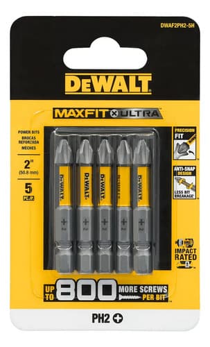 Jogo Bits Impacto 5pcs Dewalt Dwaf2ph2-5h Maxfit 50mm Ponta Phillips Ph2 6