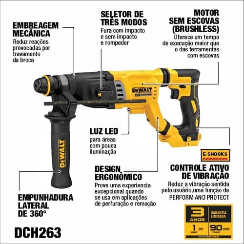 Martelete Perfurador E Rompedor Dewalt Modelo Dch263b Amarelo/preto 20v 4