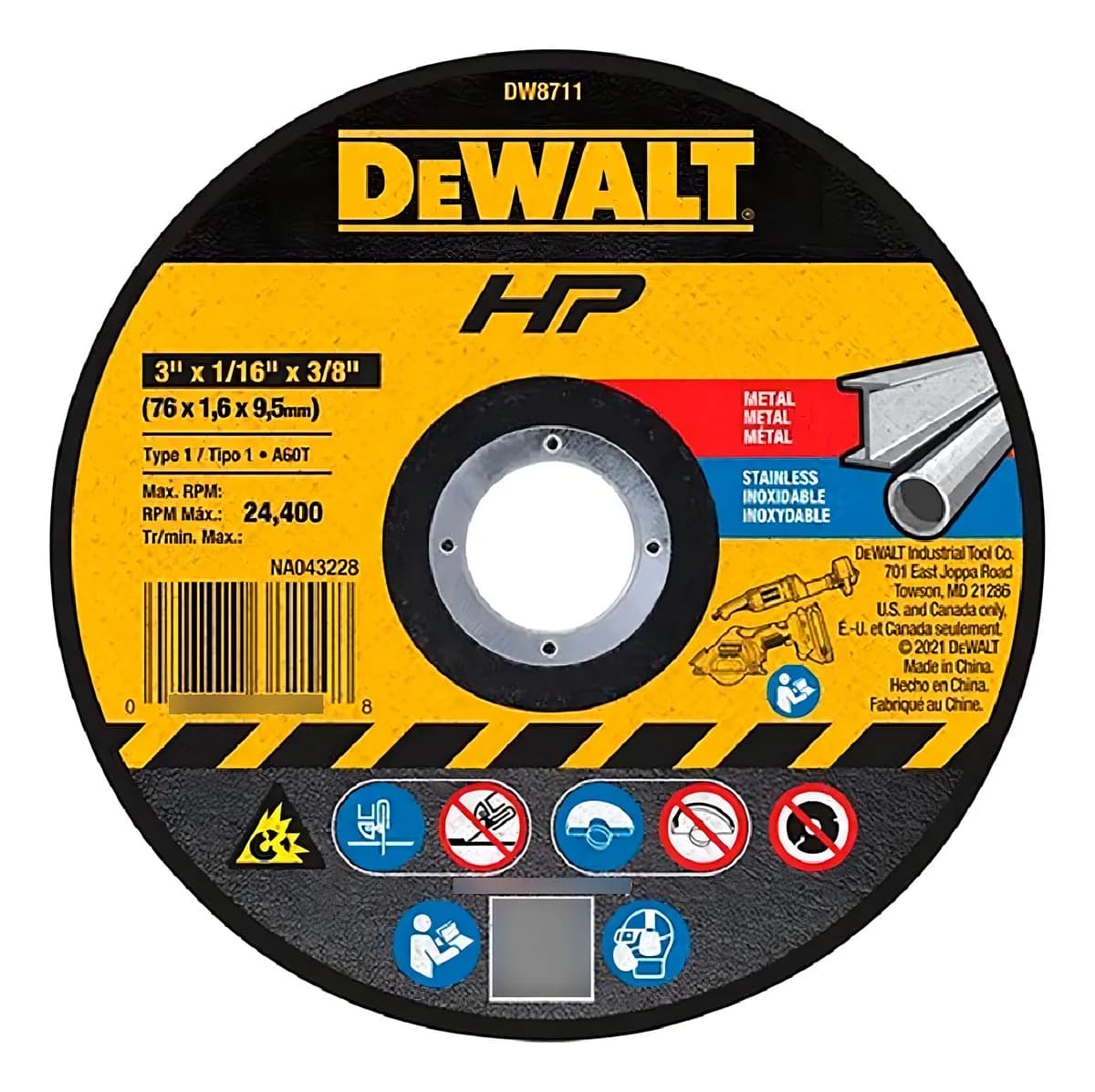 DISCO DE CORTE ABRAS.HP3 "X1/6"X3/8" 3 DW8711P3