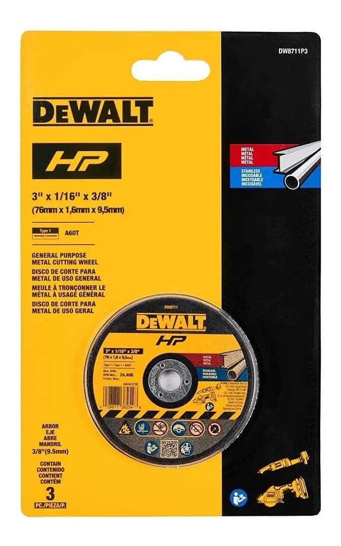 DISCO DE CORTE ABRAS.HP3 "X1/6"X3/8" 3 DW8711P3 2
