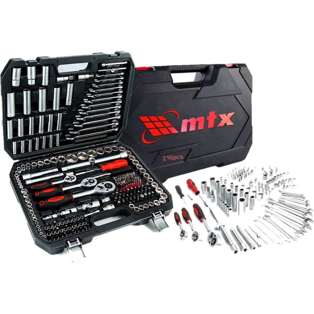 JOGO DE FERRAMENTAS, ENCAIXE 1/2, 3/8, 1/4, CROMO VANADIO, MALETA PLASTICA, 216PCS // MTX 1353055 4