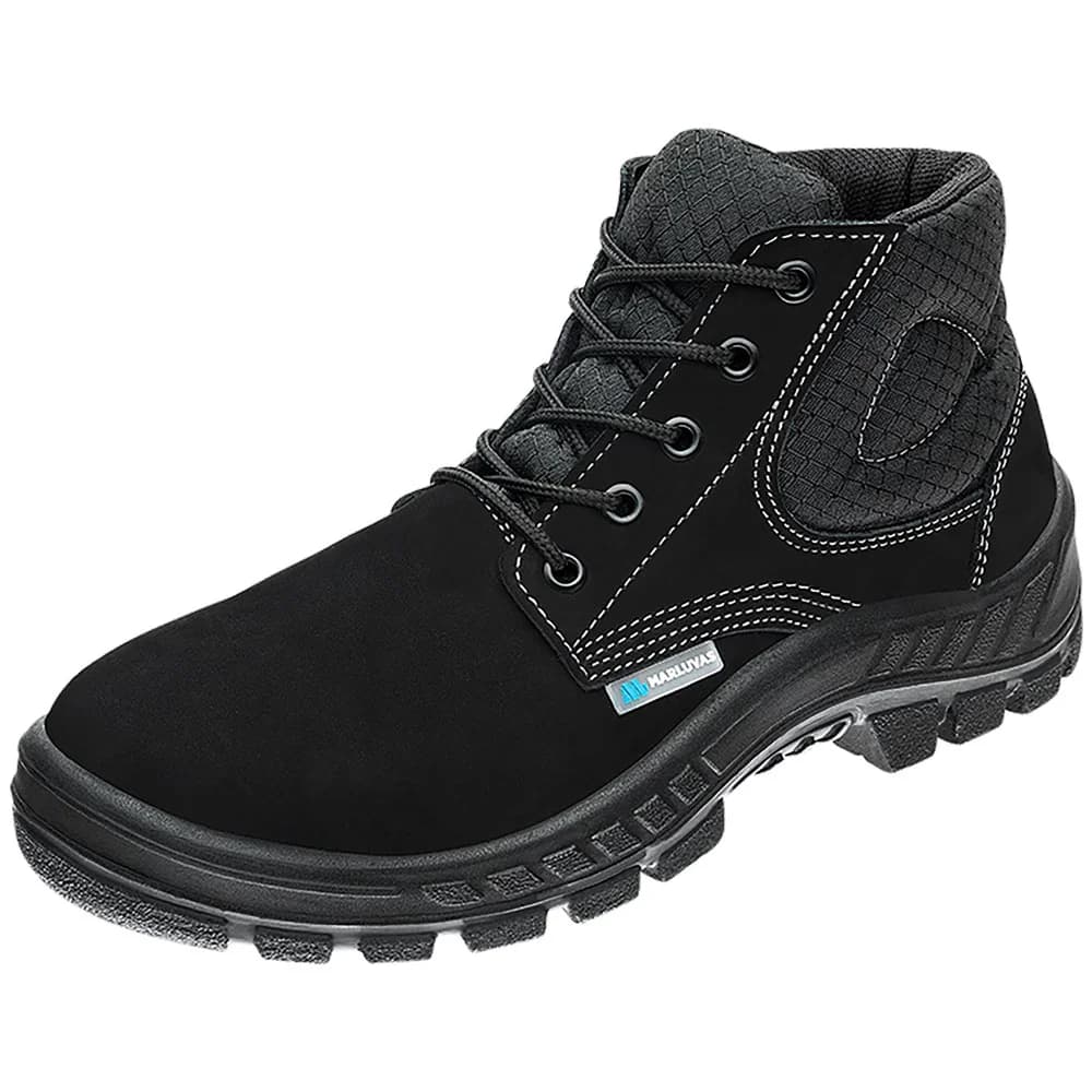 50B26-CB-BP, 38 BOTA C/ CADARCO BICO PLASTICO COURO NOBUCK PRETO 15/17 NEW PRIME SALTO NUBUCK