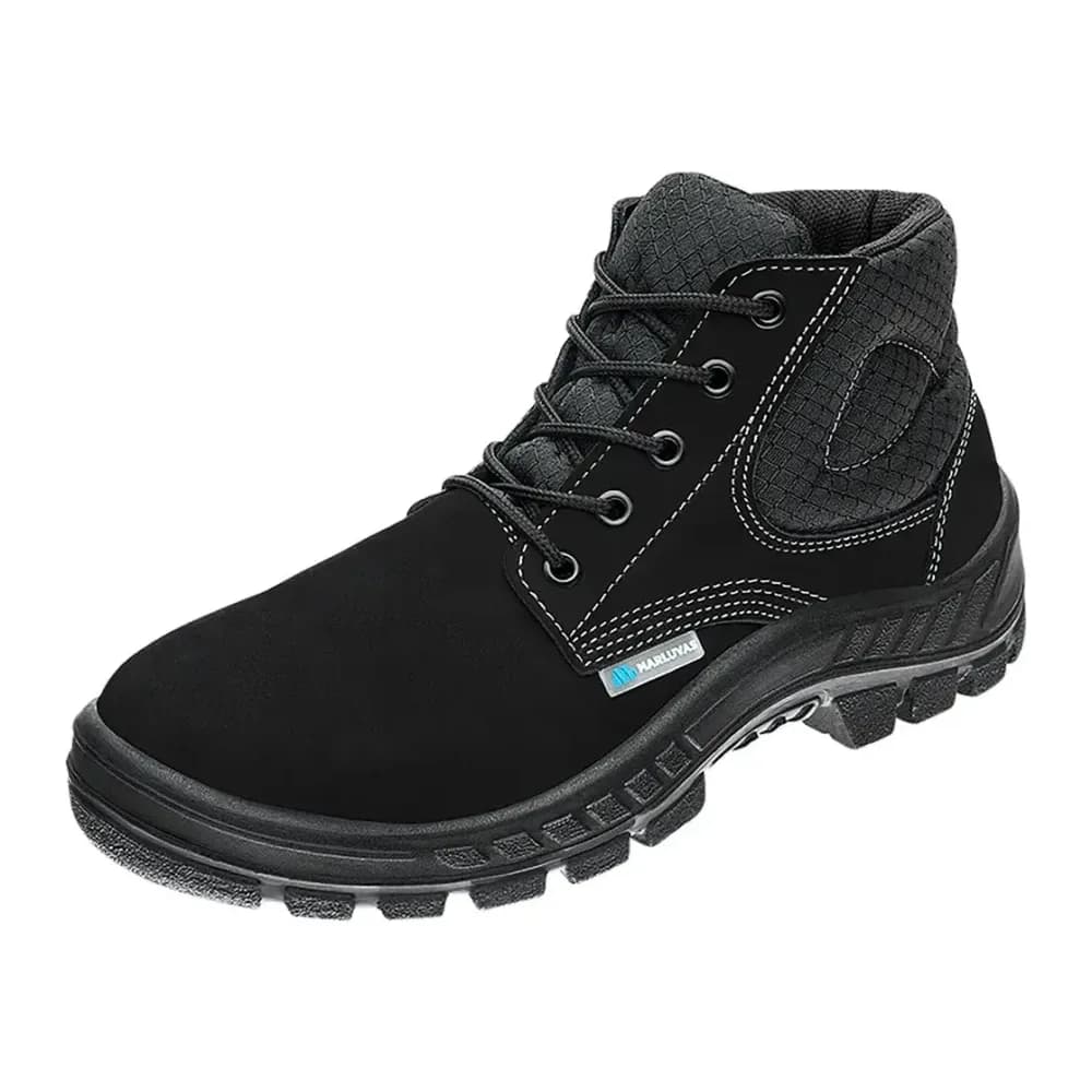 50B26-CB-BP, 37 BOTA C/ CADARCO BICO PLASTICO COURO NOBUCK PRETO 15/17 NEW PRIME SALTO NUBUCK