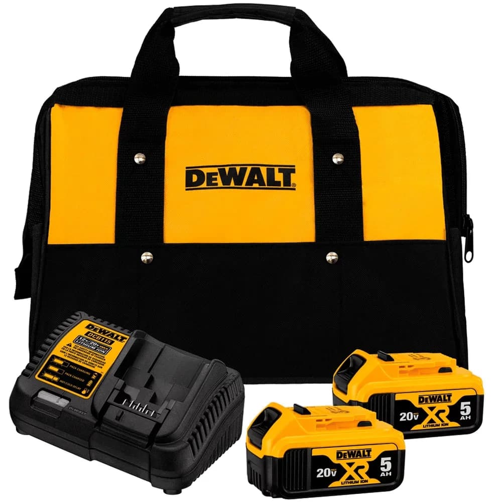 Kit Com 2 Baterias 5ah Dewalt Modelo Dcb205c2k 1 Carregador E 1 Bolsa Bivolt Amarelo