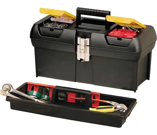 Caixa De Ferramentas Millenium 12,5 Stanley, Modelo 013013s, Caixa Fabricada Em Polipropileno Com Fechos Em Metal Niquelado E Bandeja Organizadora, Capacidade De 50kg Preto 13