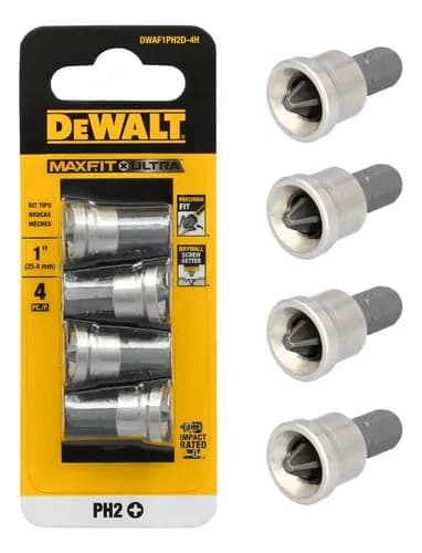 Kit 4 Bits Ponteira Drywall C/ Limitador Dwaff1ph2 Dewalt 3