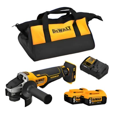Esmerilhadeira Angular 115-125mm 20v Brushless Dewalt Dcg413p2 Velocidade 9000rpm Amarelo 127/220v 2