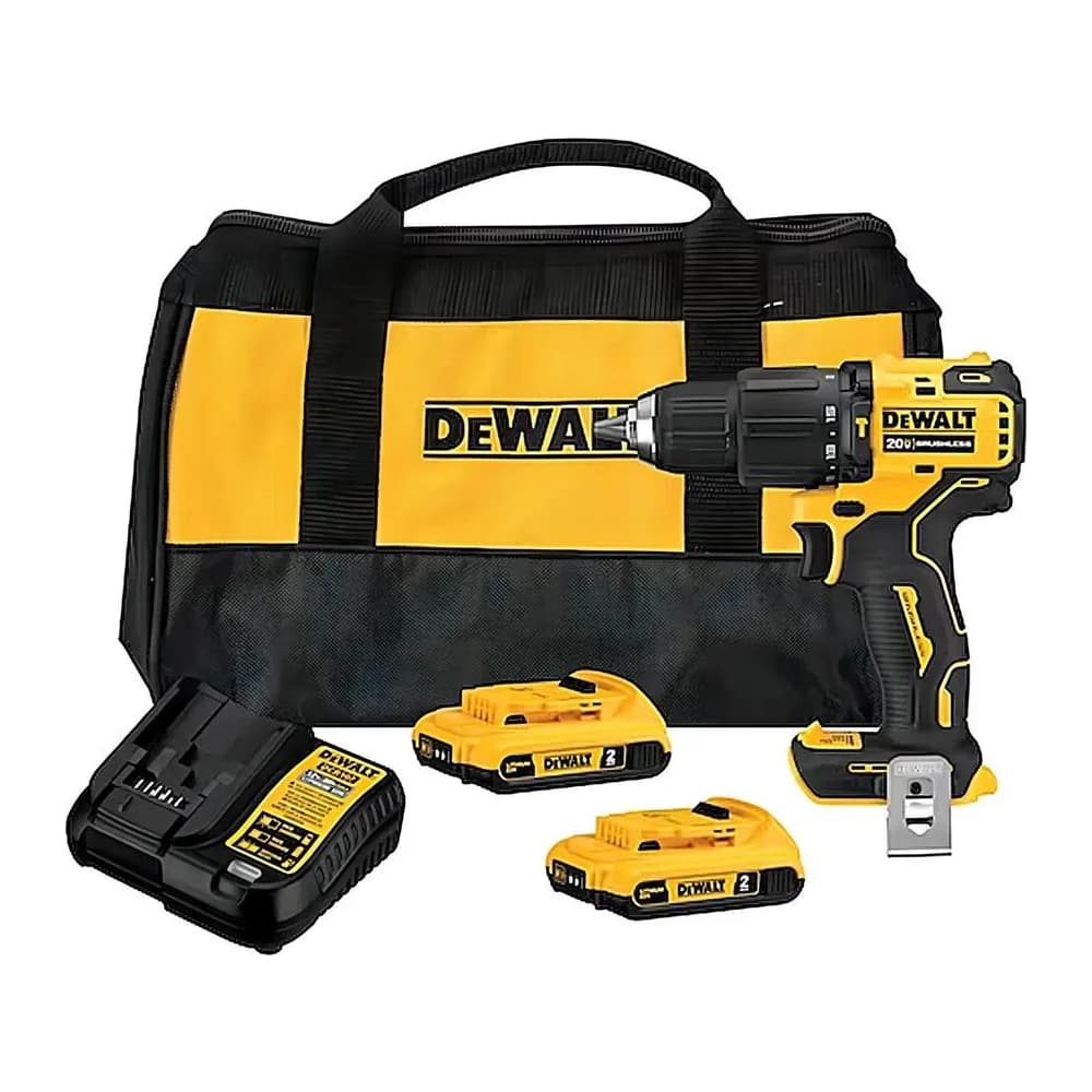 Parafusadeira e Furadeira com Impacto 13MM Dewalt Modelo DCD709D2 2 Baterias 1 Carregador Amarelo 20V