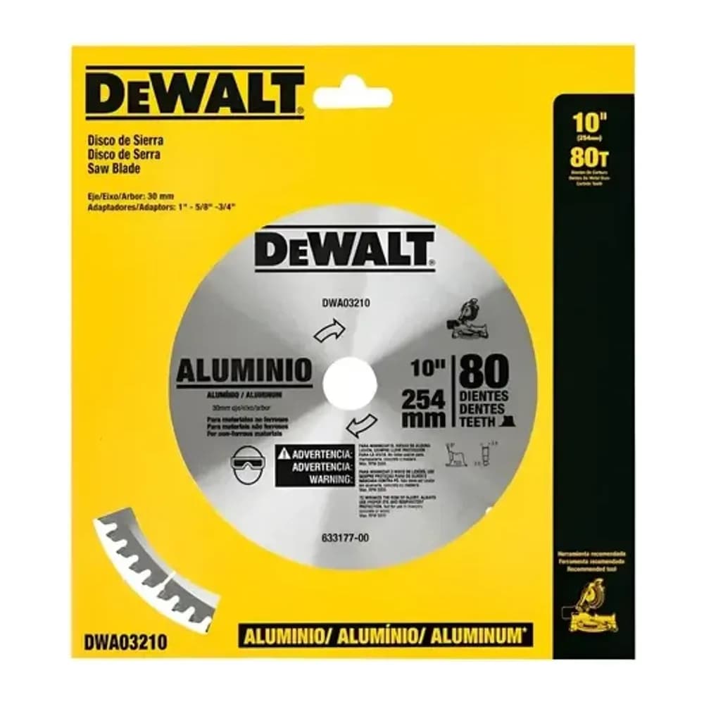LAMINA SERRA ESQ. 10" 80 DENTES ALUMINIO - DWA03210